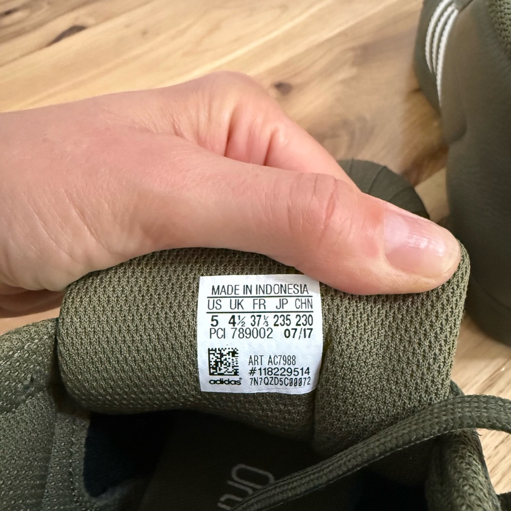adidas Olive Green and White Sneakers - Picture 4 of 4